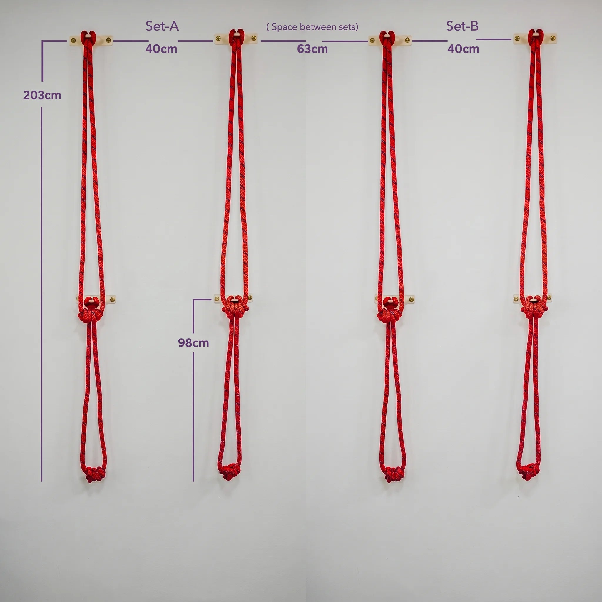 Measuremen for Red Yoga Wall Rope