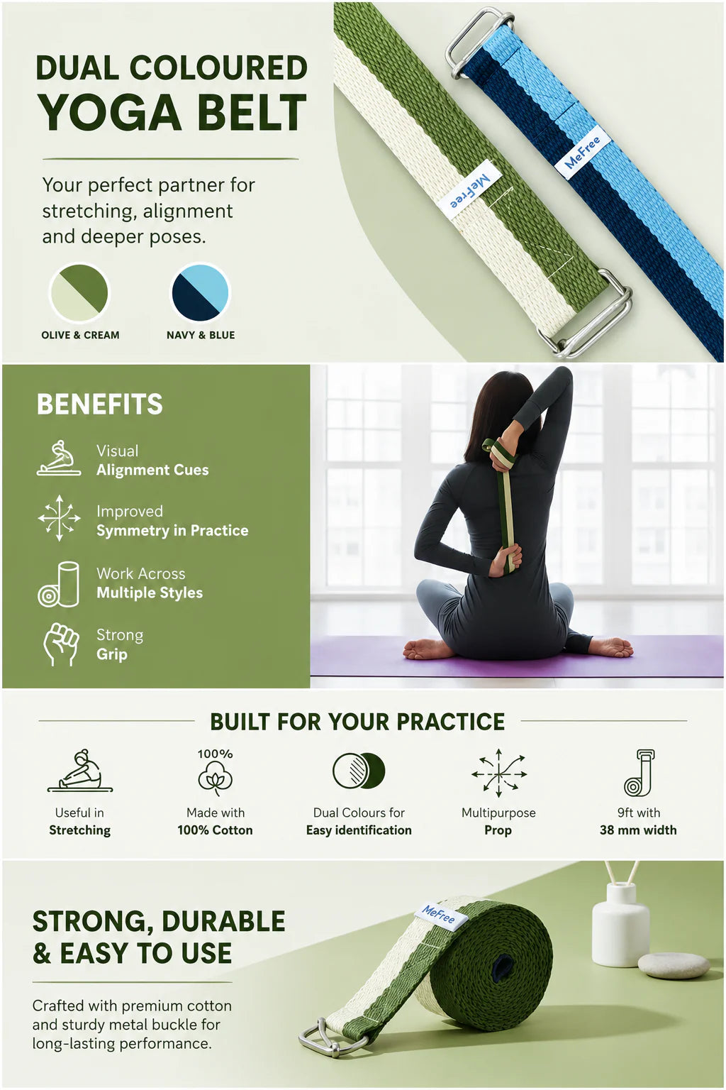 Dual Coloured Yoga Belt