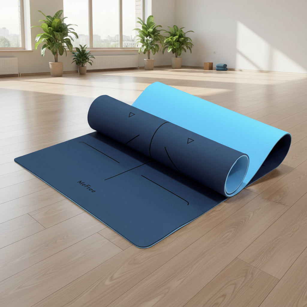Blue TPE Yoga Mat 8mm: Lightweight & Portable Alignment Mats