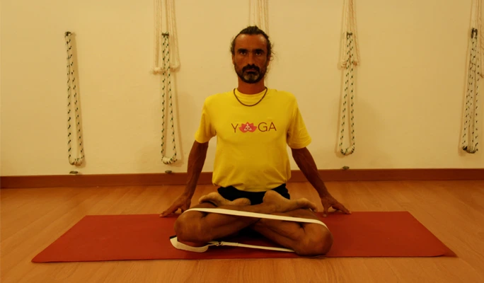 Lotus Pose (Padmasana) Using a Yoga Belt